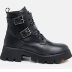 Bota Coturno Cano Médio Casual Fivela Five Days Preto