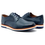 Sapato Masculino Oxford Casual Five Days Em Couro Legitimo Azul Marinho