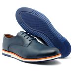 Sapato Masculino Oxford Casual Five Days Em Couro Legitimo Azul Marinho