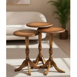 Conjunto de Mesas Laterais Farroupilha - Madeira Maciça - Móveis de Gramado