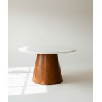 Mesa Redonda Com Tampo de Vidro Colado Nirvana - Madeira Maciça - Móveis de Gramado