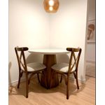 Sala de Jantar Mesa Redonda Osório - Tampo de Vidro Colado - (02 Cadeiras) - Madeira Maciça - Móveis de Gramado