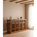 Conjunto de Bancada Portuguesa 1,47 x 44 x 97 - (04 Banquetas) - Madeira Maciça - Móveis de Gramado