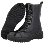 Coturno Feminino Cano Médio Crshoes Verniz Preto Com Ziper 