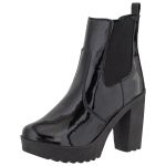 Coturno Feminino Tratorado Crshoes Verniz Preto Com Elástico 