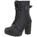 Coturno Feminino Tratorado Crshoes Pelice Preto Com Fivela 