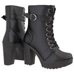 Coturno Feminino Tratorado Crshoes Pelice Preto Com Fivela 