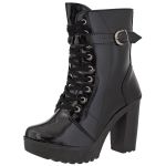 Coturno Feminino Tratorado Crshoes Verniz Preto Com Fivela 
