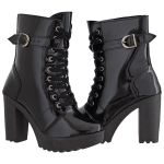 Coturno Feminino Tratorado Crshoes Verniz Preto Com Fivela 