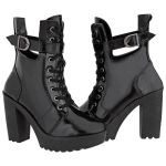 Coturno Feminino Tratorado Crshoes Verniz Preto Recorte Lateral 