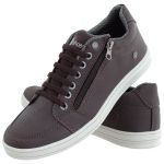 Sapatenis masculino casual CRshoes com ziper cafe