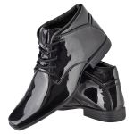 Bota social masculina CRshoes verniz preto + brinde carteira