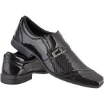 Sapato masculino social CRshoes verniz preto com brinde carteira