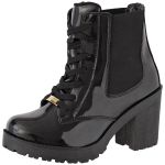 Coturno feminino tratorado CRShoes com elastico lateral Preto