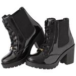 Coturno feminino tratorado CRShoes com elastico lateral Preto