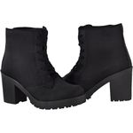 Coturno feminino tratorado CRshoes preto Camurça