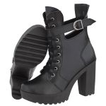 Coturno Feminino Tratorado Crshoes Preto Fosco Recorte Lateral 