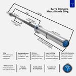 Barra Olímpica Oficial Crossfit Lpo 2,20m 20kg + Presilha Flexbe Fitness