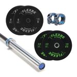 Kit com 1 Barra Masculina com as presilhas + 2 anilhas de 5kg + 2 anilhas de 10kg Flexbe Fitness