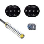 Kit com 1 Barra Feminina + presilhas + 2 anilhas de 5kg + 2 anilhas de 10kg Flexbe Fitness