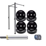 Kit Treino Completo com Rack de 1 Modulo , Barra de 15kg e Anilhas Flexbe Fitness