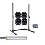 Kit Treino Completo com Squat Rack de 1.80, Barra de 15kg e Anilhas Flexbe Fitness