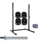 Kit Treino Completo com Squat Rack de 1.80, Barra de 20kg e Anilhas Flexbe Fitness