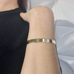 Bracelete Liso Largo Folheado Em Ouro 18k