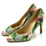 Sapato Feminino Scarpin 1720 Tecido Floral Azaléia