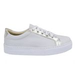 Tênis Feminino Casual De Amarrar 088 Napa Branco/metal