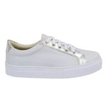 Tênis Feminino Casual de Amarrar 088 Napa Branco/Metal