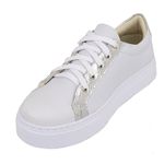 Tênis Feminino Casual De Amarrar 088 Napa Branco/metal