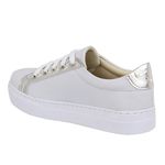 Tênis Feminino Casual de Amarrar 088 Napa Branco/Metal