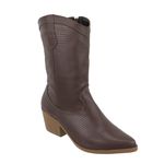 Bota Feminina Texana Western Cano Médio Lizard Marrom 23010 