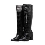 Bota Feminina Salto Grosso Cano Alto 1815 Craquelê Preto