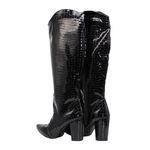 Bota Feminina Cano Alto Com Zíper 1818 Craquelê Verniz Preto