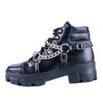 Bota Coturno Feminino com Correntes 190252 Napa Preta