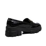 Sapato Feminino Oxford Tratorado 190257 Croco Verniz Preto