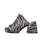 Sandália Feminina Meia Pata Salto Grosso 195005 Tecido Zebra