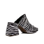 Sandália Feminina Meia Pata Salto Grosso 195005 Tecido Zebra