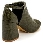 Sapato Feminino Ankle Boot 190500 Croco Verniz Verde Militar