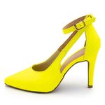 Sapato Feminino Scarpin Vazado 1752 Napa Amarela Neon