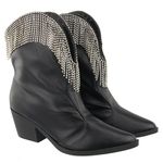 Bota Texana Western Cano Curto Com Franja De Strass 23041 Napa Preta