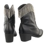 Bota Texana Western Cano Curto Com Franja De Strass 23041 Napa Preta