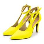 Sapato Feminino Scarpin Vazado 1752 Napa Amarela Neon