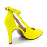 Sapato Feminino Scarpin Vazado 1752 Napa Amarela Neon