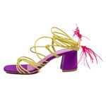 Tamanco Feminino Com Tiras e Nós 80017 Napa Roxa e Colorida