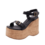 Sandália Feminino Anabela Cortiça Plataforma 182176 Floter Preto