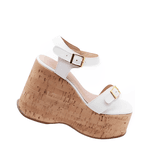 Sandália Feminino Anabela Cortiça Plataforma 182176 Napa Branca