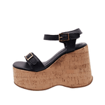 Sandália Feminino Anabela Cortiça Plataforma 182176 Floter Preto